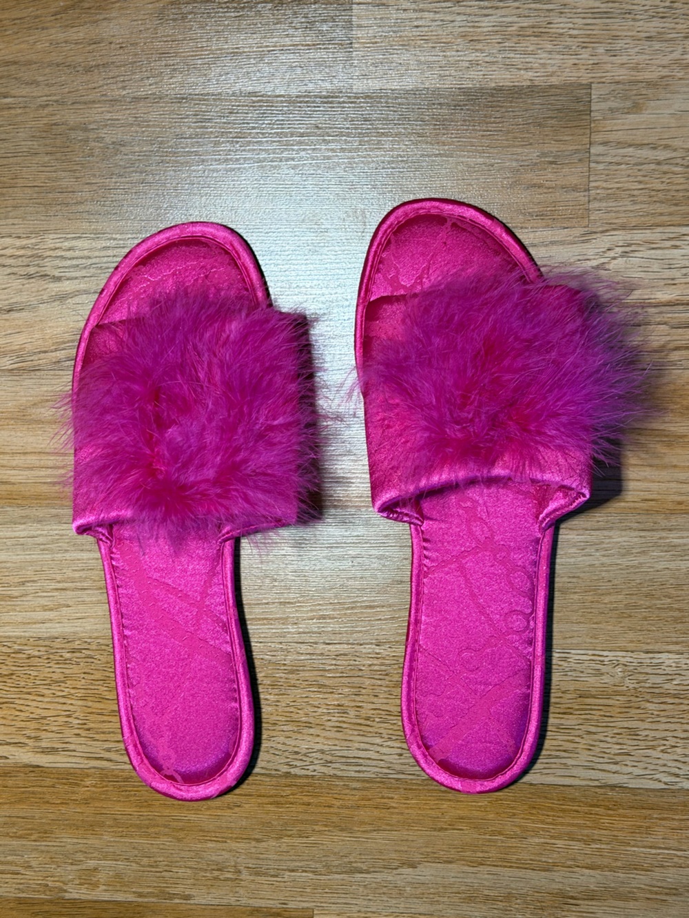 Fuchsia Faux Fur Slide Sandals - Women's Plush Slides